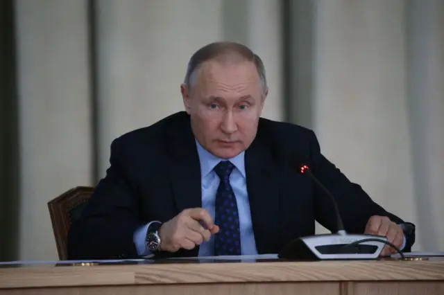 Vladimir Putin giving a speech in March 2020