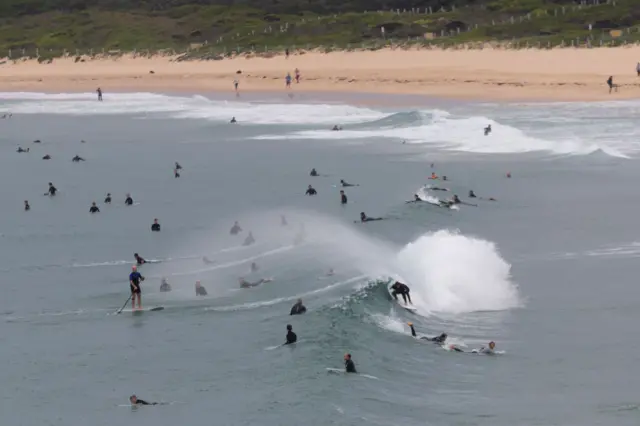 Surfers at Maroubra Beach