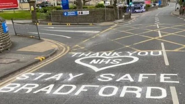 Painted tribute on road