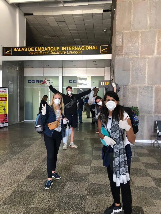 The group in the airport