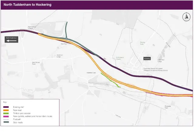 Map of A47 upgrade