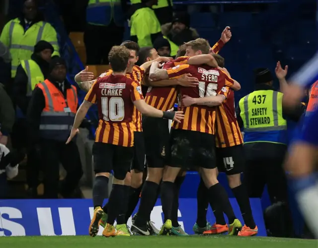 Bradford City players celebrate