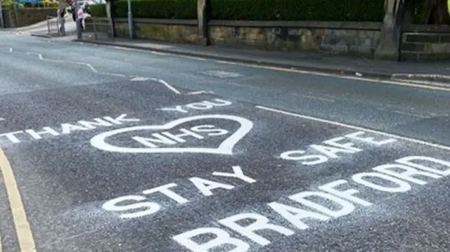 Painted tribute on road