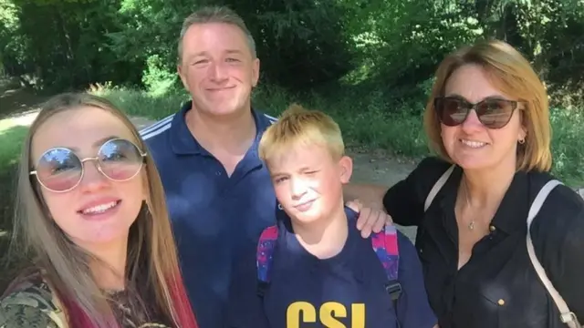 Bex Price, left, with her parents and brother Sam