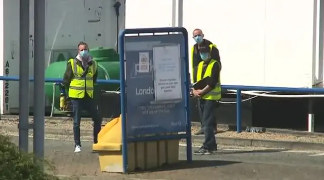 Staff at the coronavirus testing site, Copdock