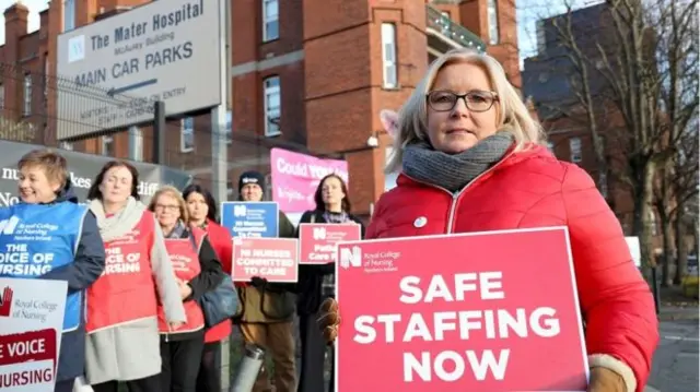 Nurses outside the Mater Hospital in December