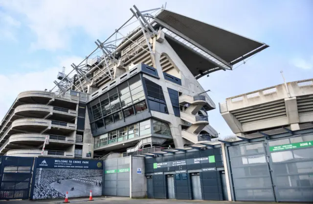 Croke Park with all gates and turnstiles closed during the lockdown