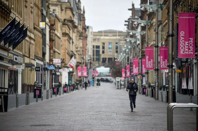 Deserted Buchanan Street in Glasgow