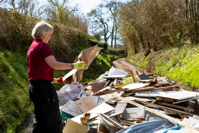 Fly-tipped waste near Winchester