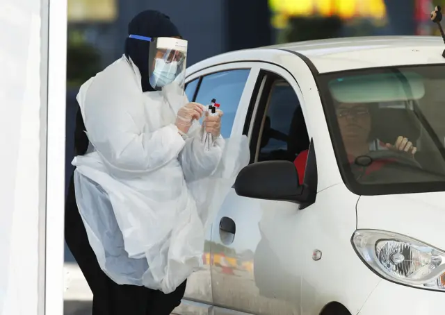 NHS worker at drive through testing centre