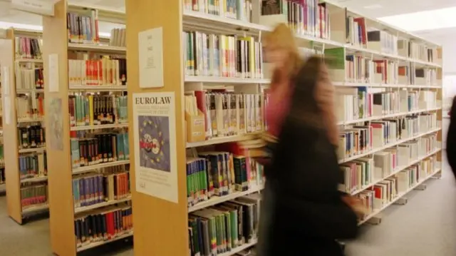 Student in library