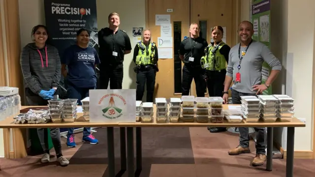 Officers and members of the council with meals