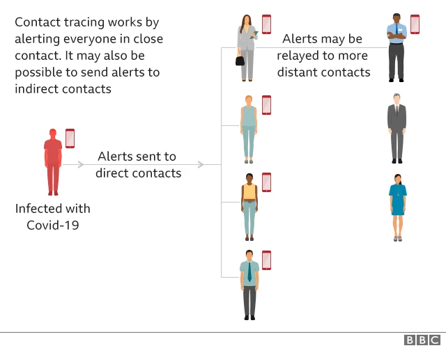 Graphic showing how the app might work