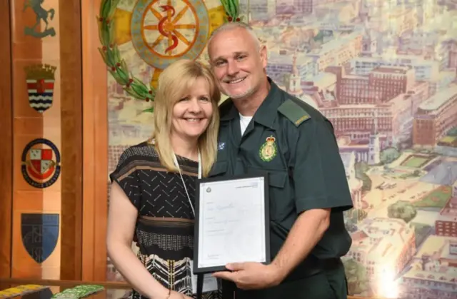 Paramedic Ian Reynolds with his wife Sian