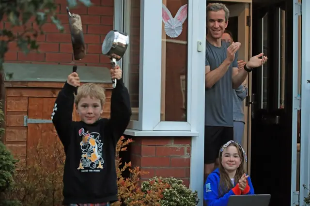 That looks loud! Another family from Whitley Bay, Tyne and Wear, make as much noise as they can