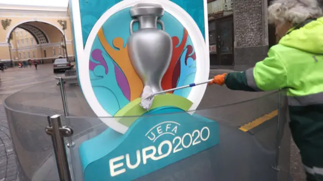 Euro 2020 logo in St Petersburg, Russia