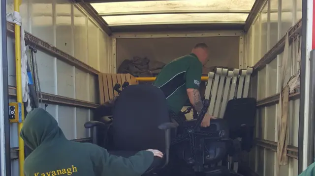 Furniture on a lorry