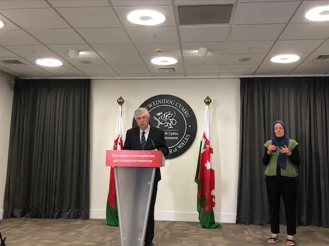 Mark Drakeford at the briefing