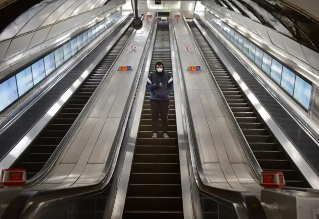 Commuter at station