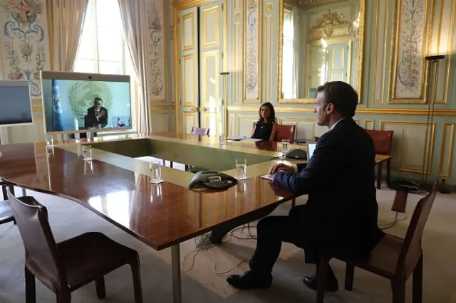 French President Emmanuel Macron helped launch the WHO initiative via video link