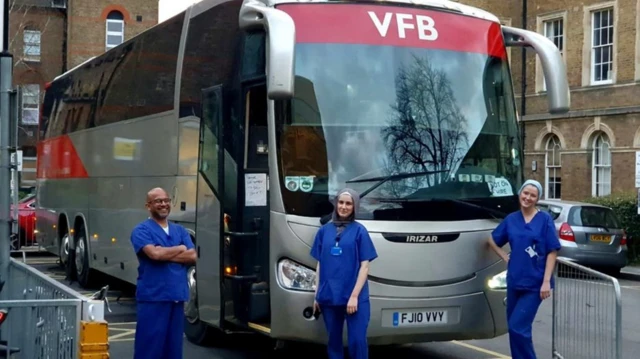 Bus outside Whittington NHS Trust