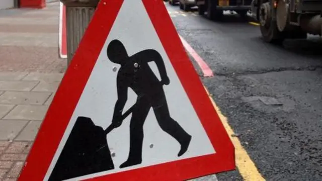 Road works sign