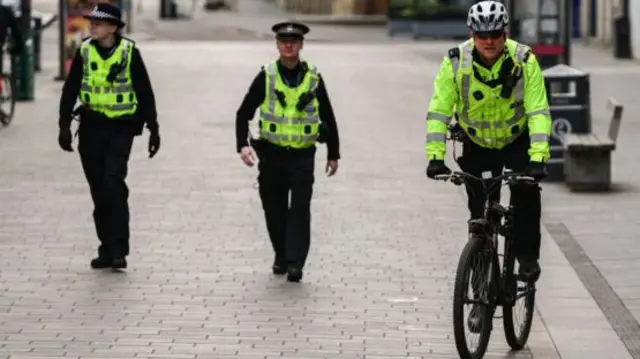 Police patrol the streets during lockdown