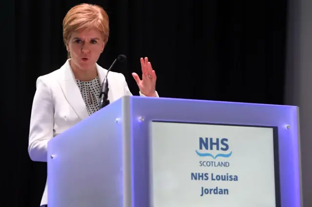 Nicola Sturgeon at the new NHS Louisa Jordan hospital