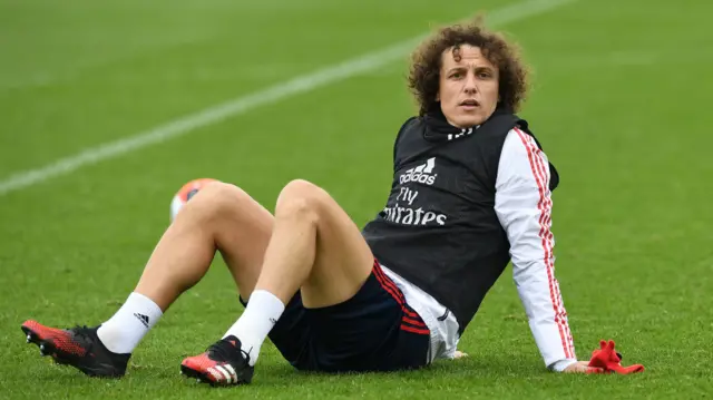 Arsenal defender David Luiz training before the coronavirus lockdown