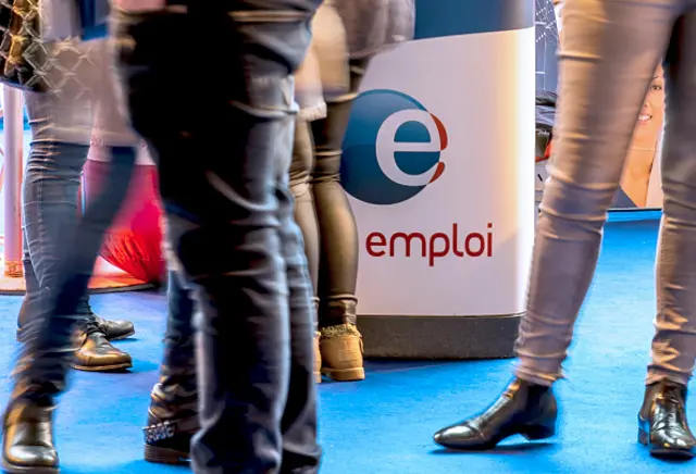 People gather for the 'Pôle Emploi'