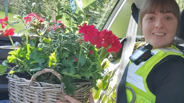 Police with flowers