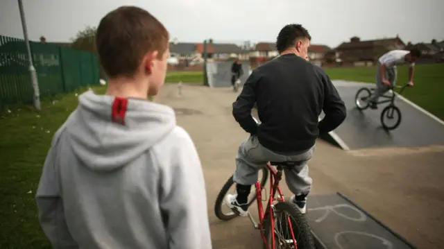 Young people at skatepark