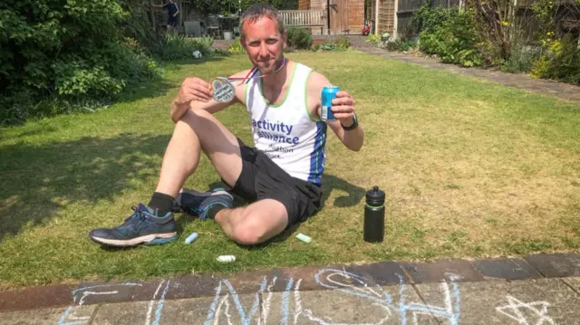 Richard Harris after finishing his marathon