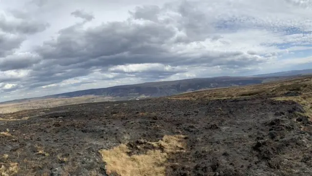 Fire damage to moorland