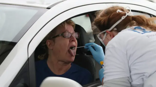 Person getting tested for coronavirus