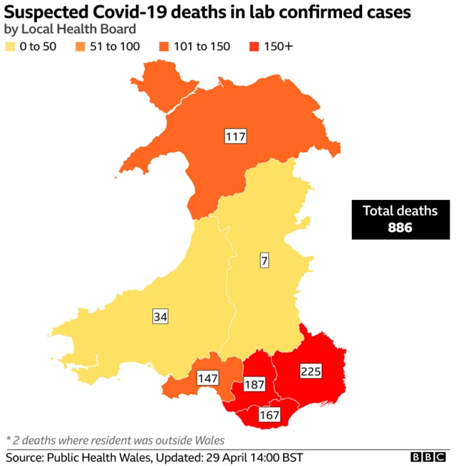 Map showing where the deaths are