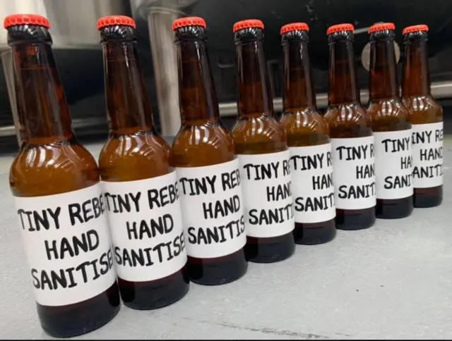 Tiny Rebel sanitiser bottles