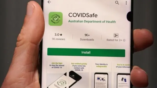 CovidSafe app displayed on phone