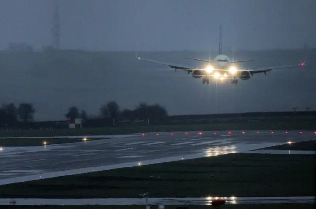 a plane landing