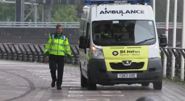 Ambulance arriving at Principality Stadium