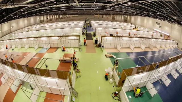 The temporary NHS Nightingale hospital in east London's ExCeL exhibition centre