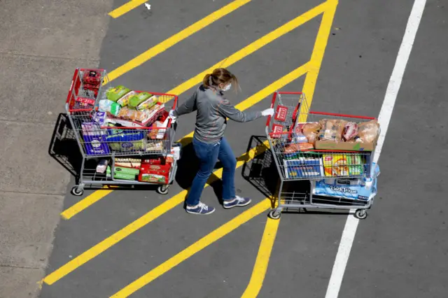 A woman shops at a Wholesale market in Virginia