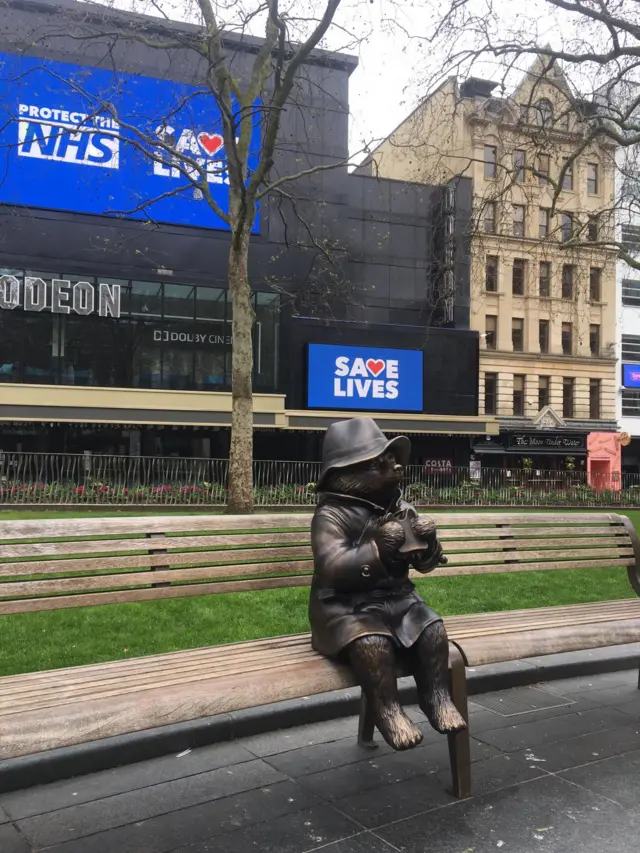 Paddington Bear statue in Leicester Square