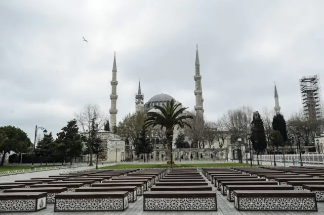 A general view of an empty square in Turkey