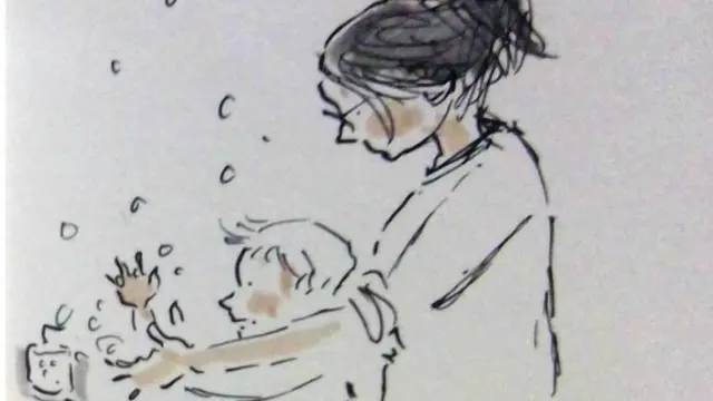 Sketch of hand washing