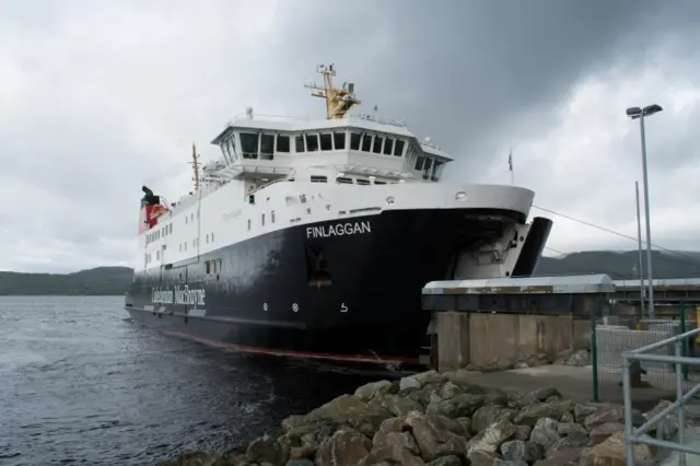 The Caledonian MacBrayne (Calmac) ferry 'Finlaggan' at Kennacraig, Scotland