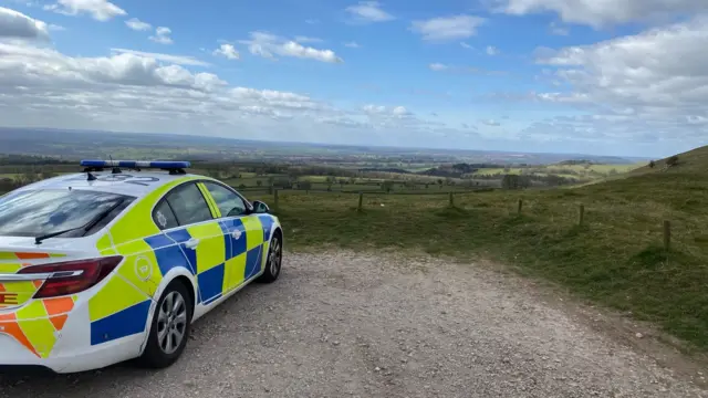 A police car at Weaver Hills, Staffordshire