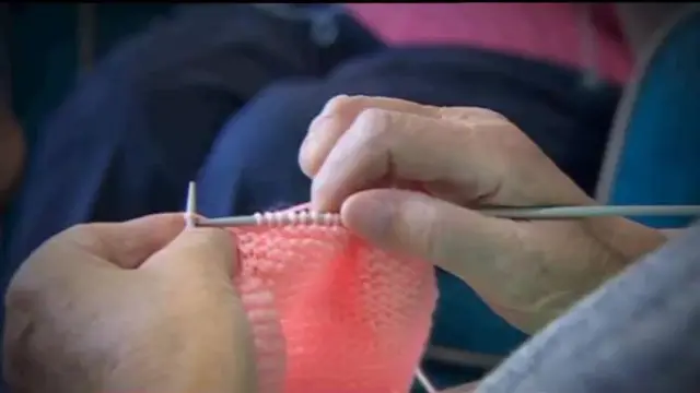 Woman knitting