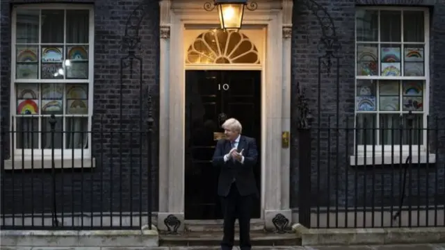 Mr Johnson was among those joining in the nationwide Clap for Carers on Thursday evening