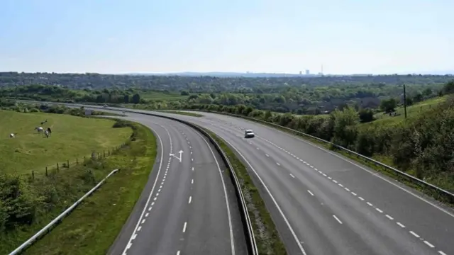 A near-empty motorway near Brighton, East Sussex